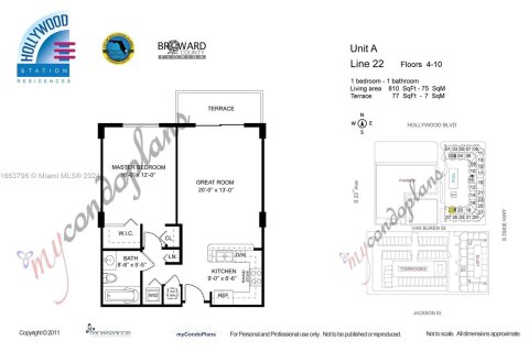 Condominio en venta en Hollywood, Florida, 1 dormitorio, 75.25 m2 № 1375028 - foto 7