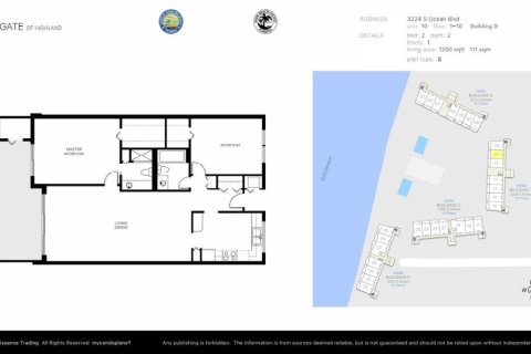 Купить кондоминиум в Хайленд-Бич, Флорида 2 спальни, 111.58м2, № 1223166 - фото 1