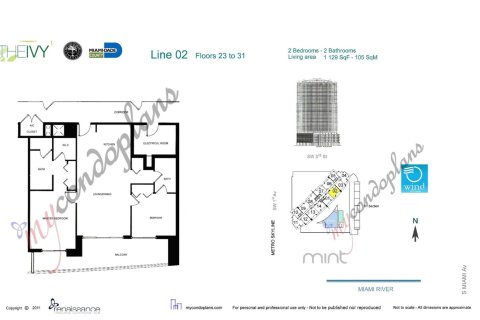 Купить кондоминиум в Майами, Флорида 2 спальни, 104.89м2, № 1058995 - фото 1