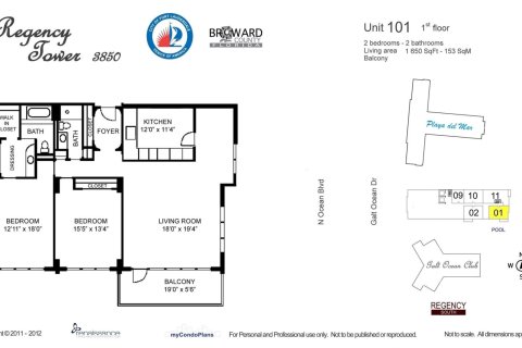 Condominio en venta en Fort Lauderdale, Florida, 2 dormitorios, 153.29 m2 № 1033692 - foto 29